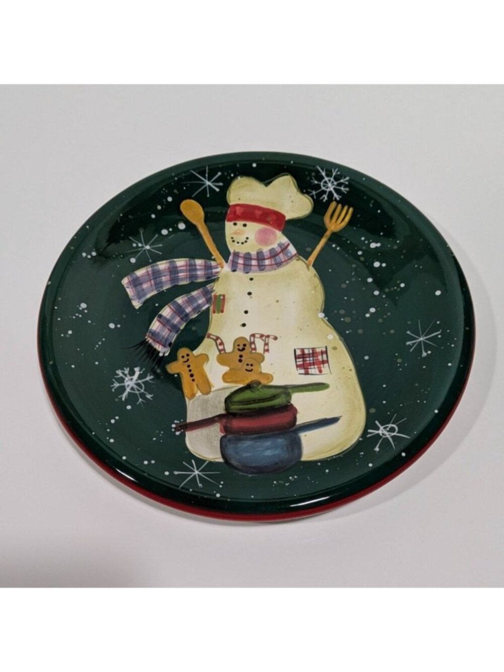 Certified International Snowman Gingerbread Hand Painted Holiday Plate